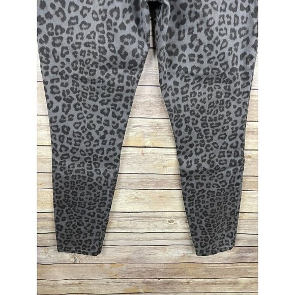 GOOD AMERICAN Size 10 Good Legs Gray Leopard Print High Rise Skinny Jeans Read - Picture 8 of 11